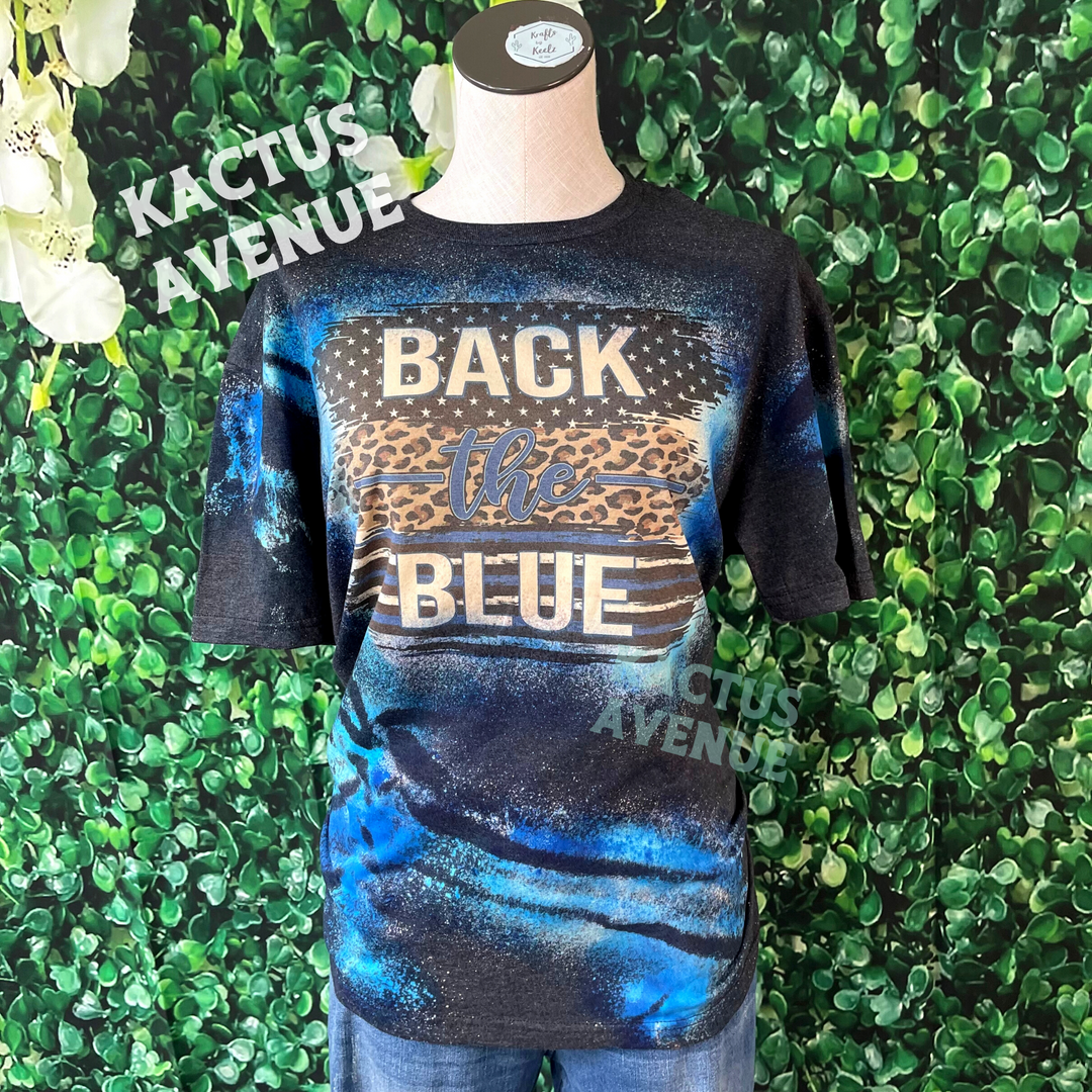 Back the Blue Color + Bleached T-Shirt
