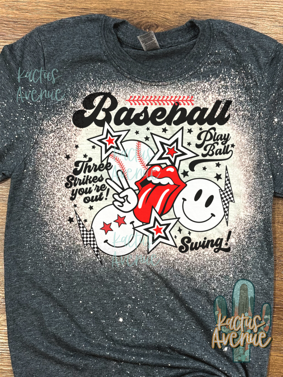 Baseball Collage Bleached T-Shirt