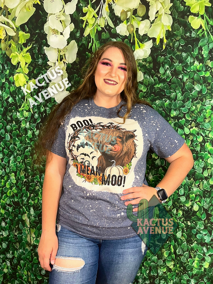 BOO Highland Cow Bleached T-Shirt