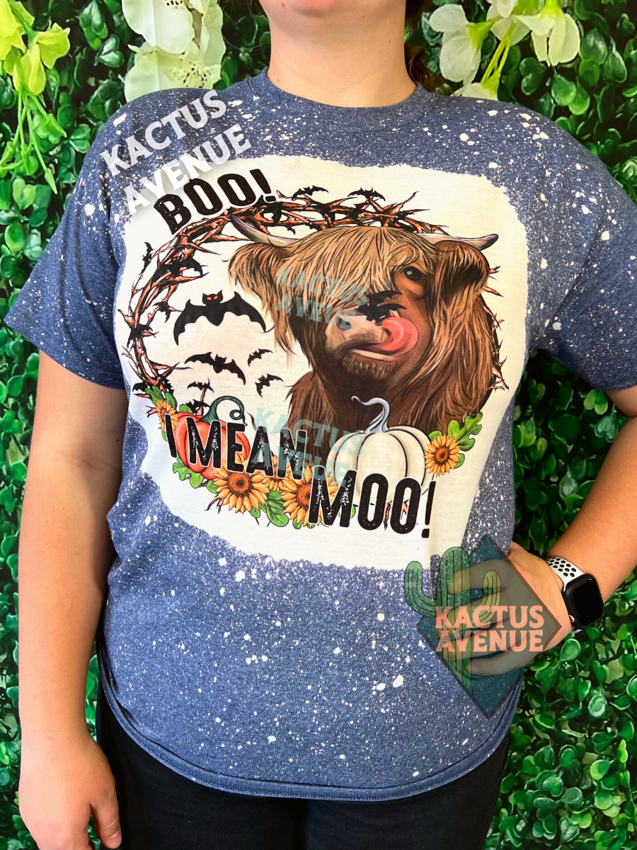 BOO Highland Cow Bleached T-Shirt