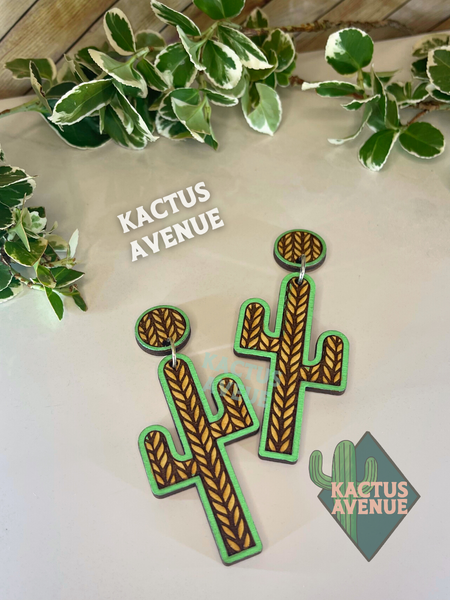 Sweater Cactus Dangle Earrings