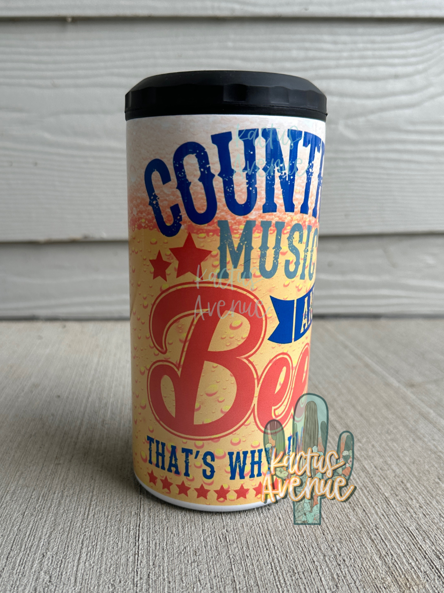 Country Music and Beer 4 in 1 Tumbler Can Cooler