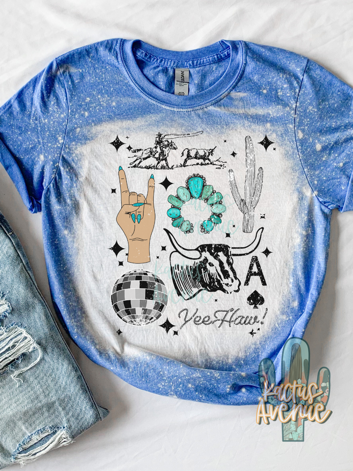 Cowgirl Collage Bleached T-Shirt