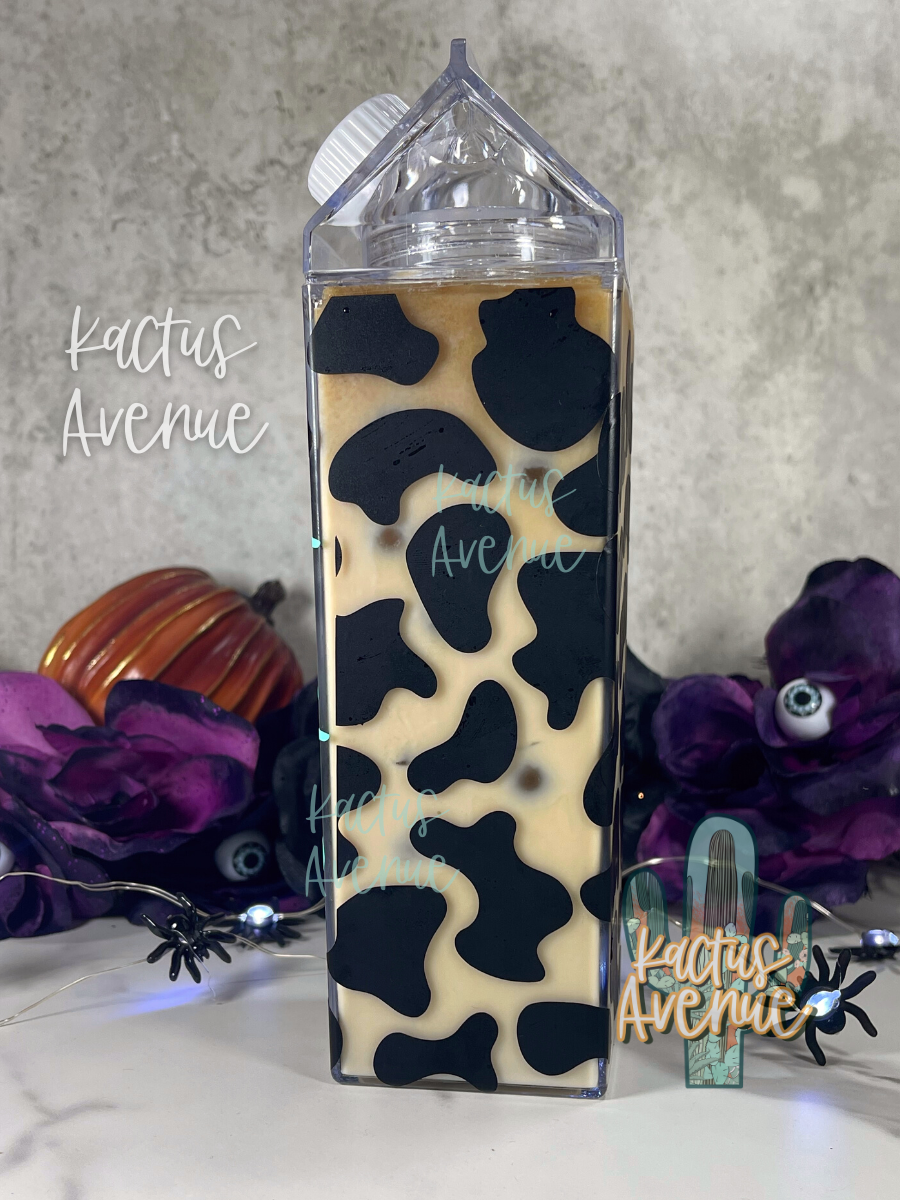 Cowprint Milk Carton Water Bottle
