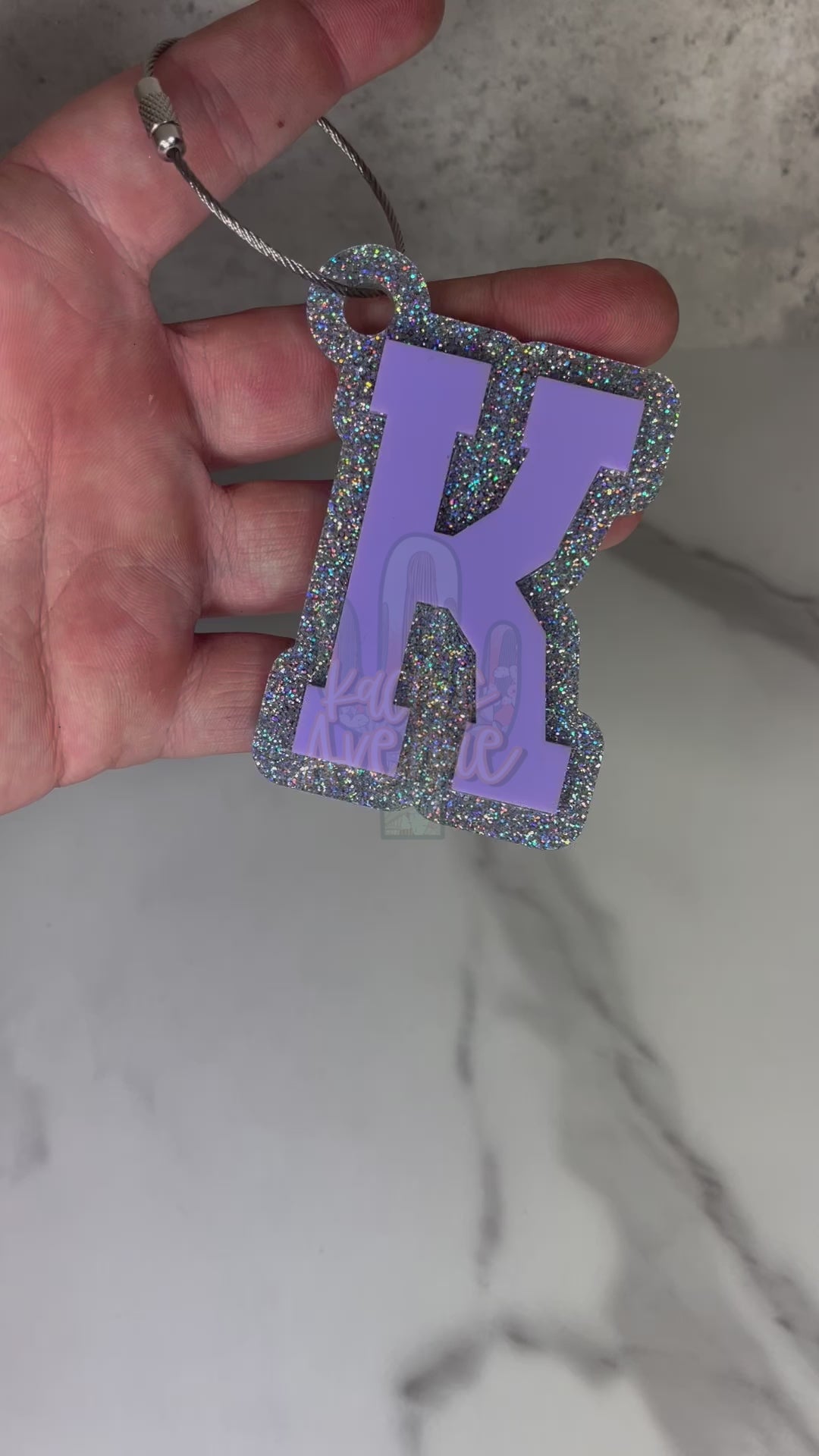 Faux Chenille Letter Acrylic Keychain
