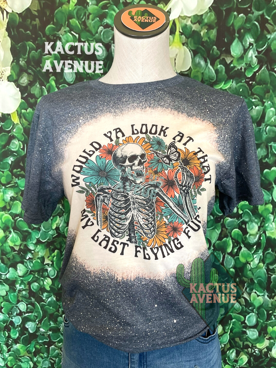 Last Flying Skellie Bleached T-Shirt