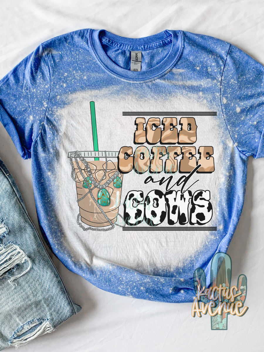 Iced Coffee and Cows Bleached T-Shirt