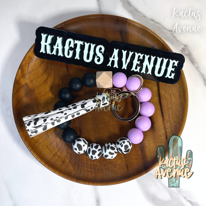 Custom Name Cow Tag Wristlet