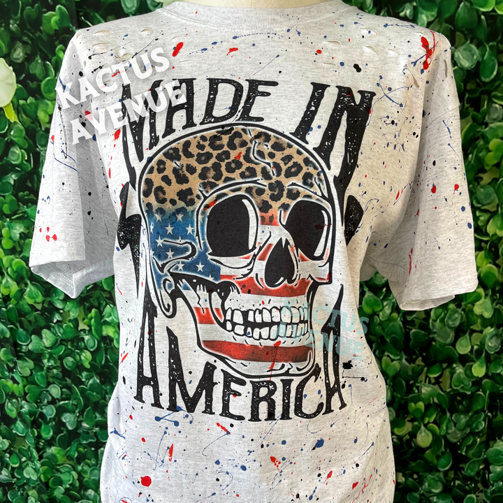 Made in America Skull Color Splatter T-Shirt