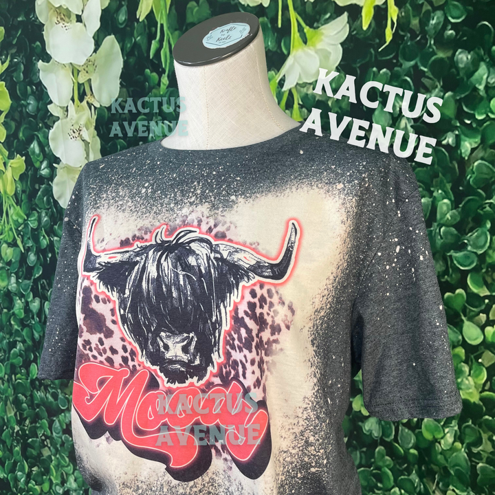 Mooody Highland Cow Bleached T-Shirt