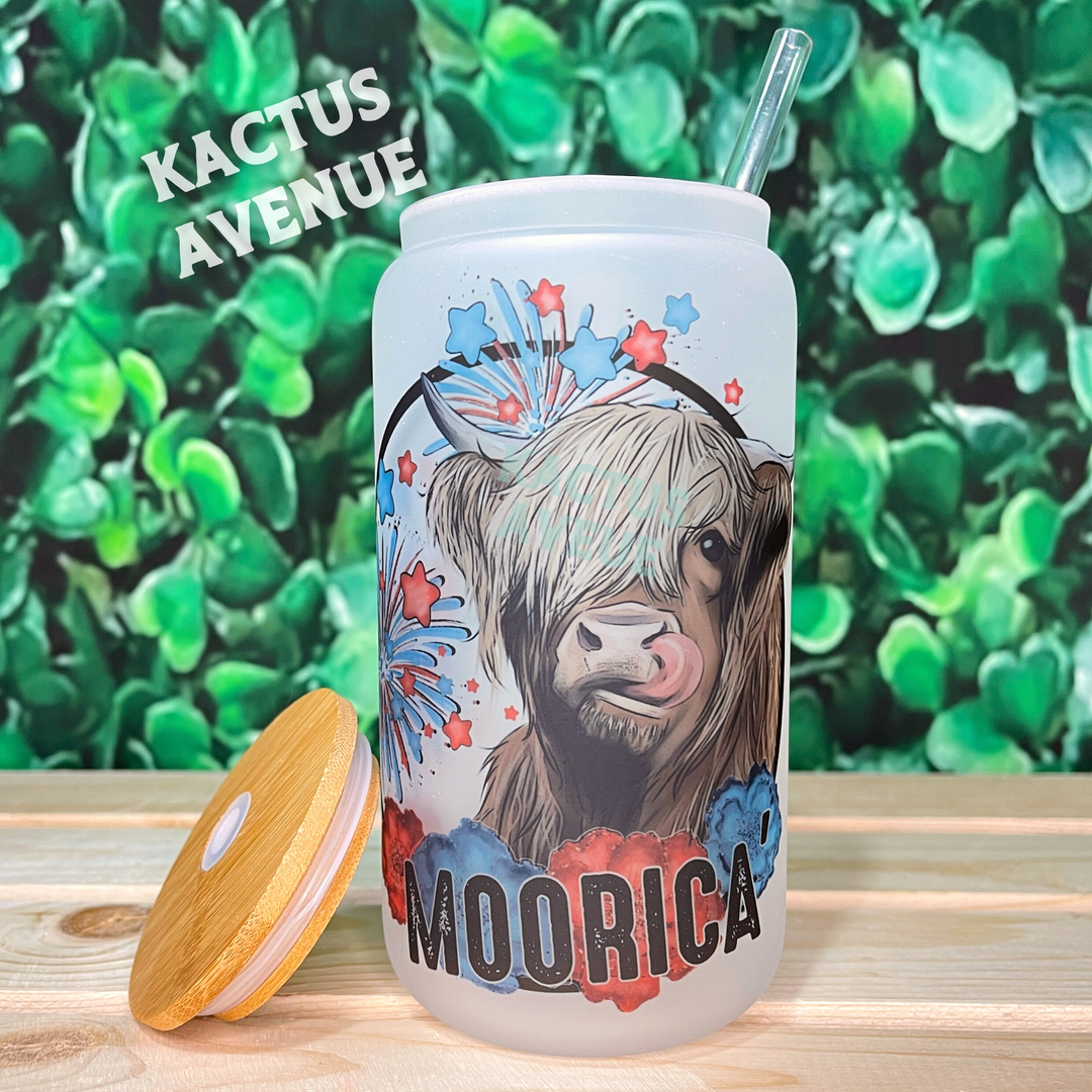 Moorica - Highland Cow Frosted Glass Can