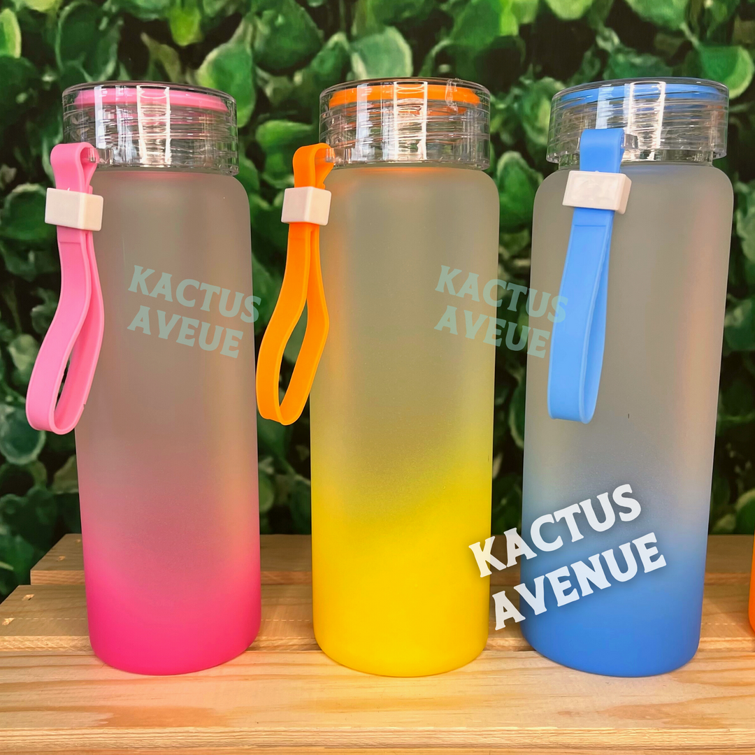 Ombre Frosted Glass Water Bottle