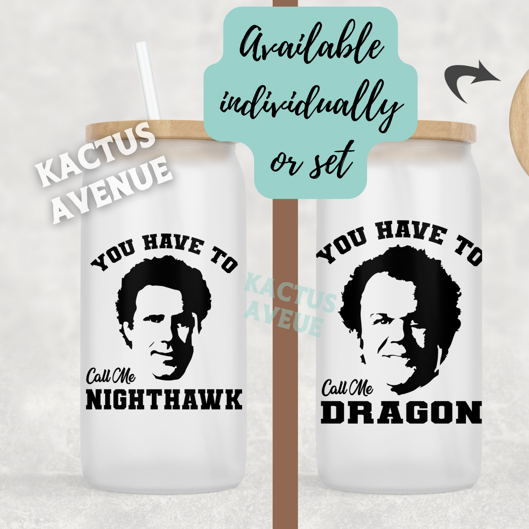 Nighthawk + Dragon Frosted Glass Can