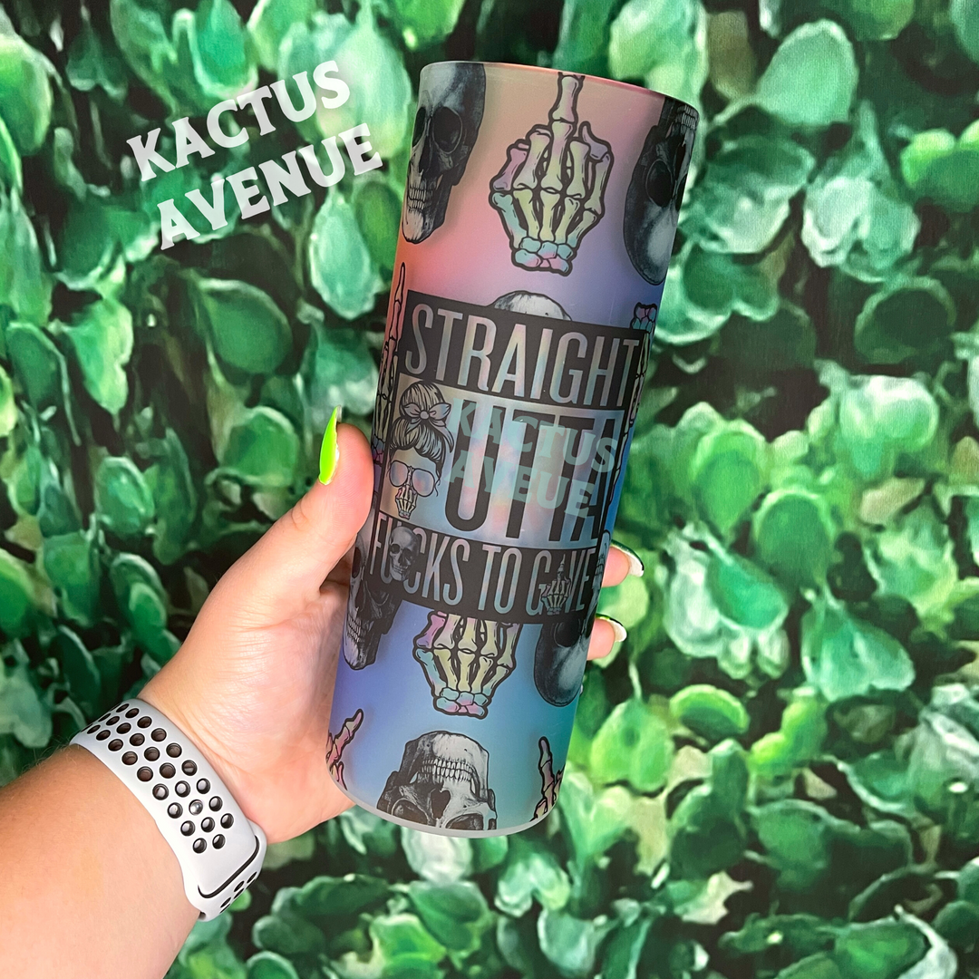 Straight Outta F Skellie Hands Frosted Glass Tumbler