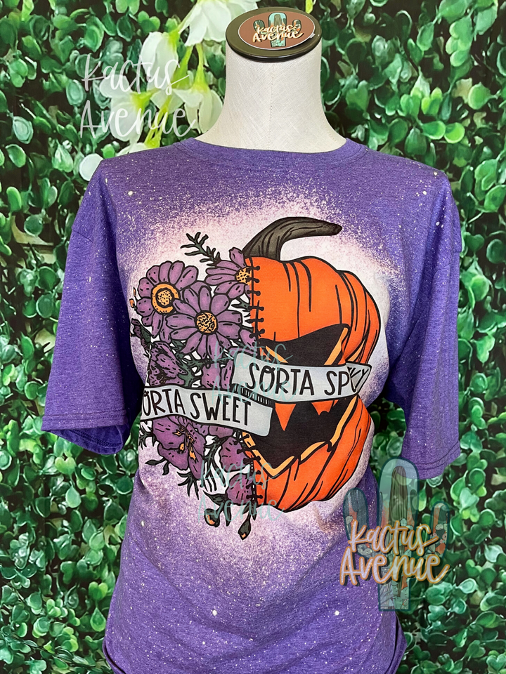 Sorta Sweet and Spooky Front Only Bleached T-Shirt