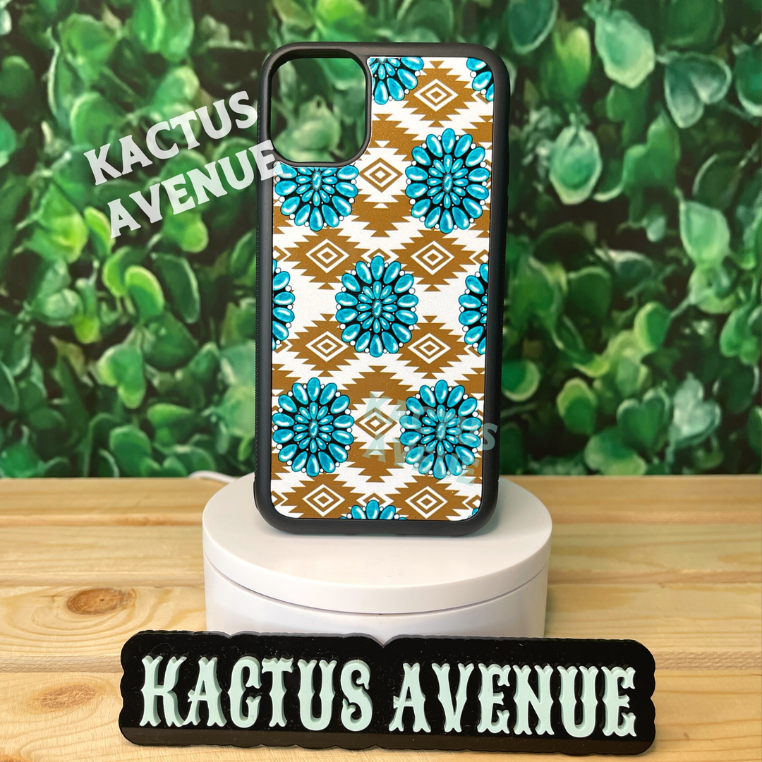 RTS - Turquoise + Brown Aztec Case