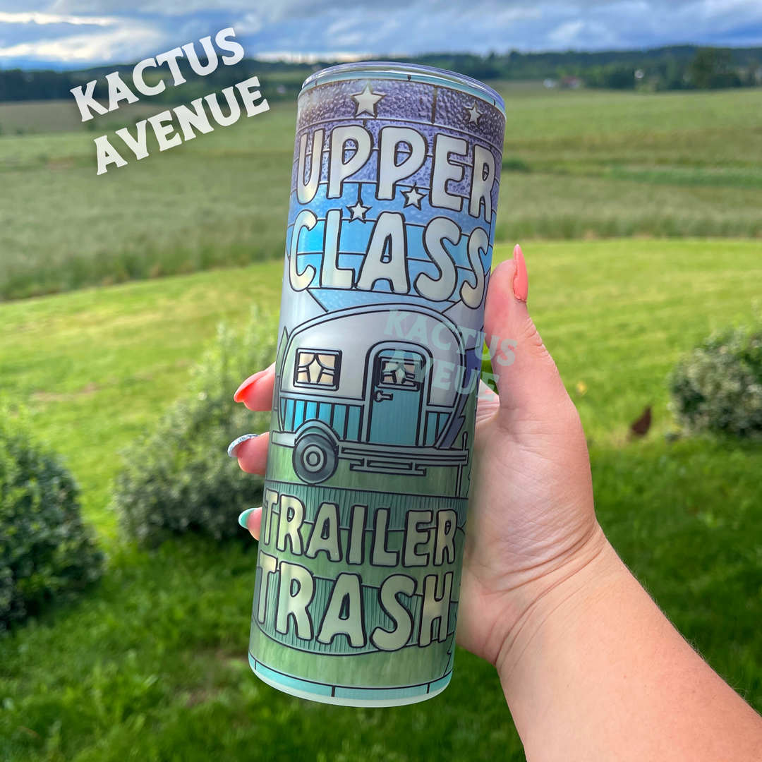 Upper Class Trailer Trash Stained Glass Effect Frosted Tumbler