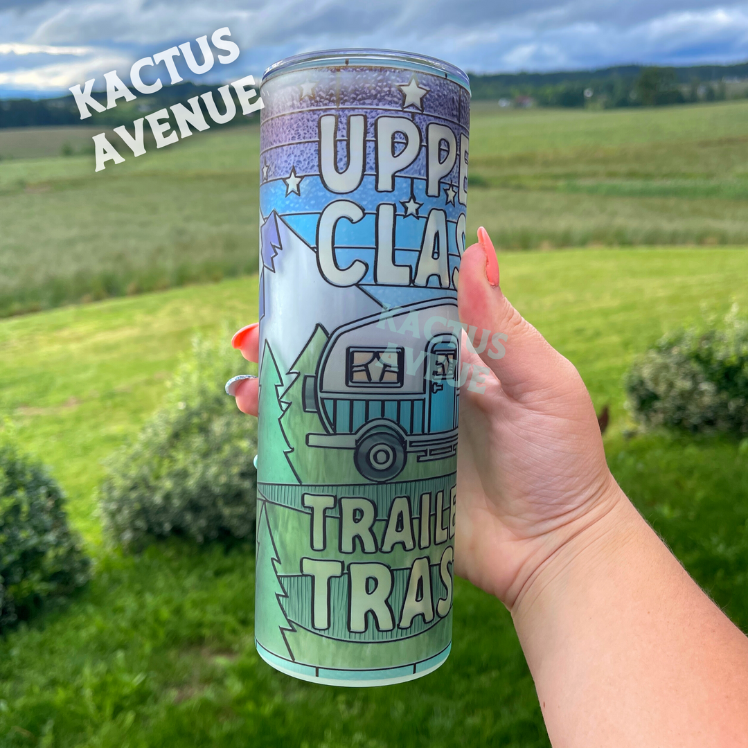 Upper Class Trailer Trash Stained Glass Effect Frosted Tumbler
