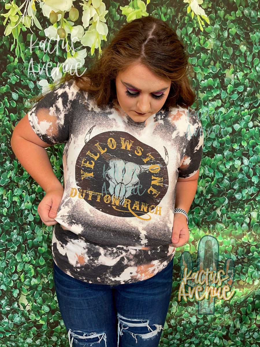 Vintage Ranch Cowprint Bleached T-Shirt