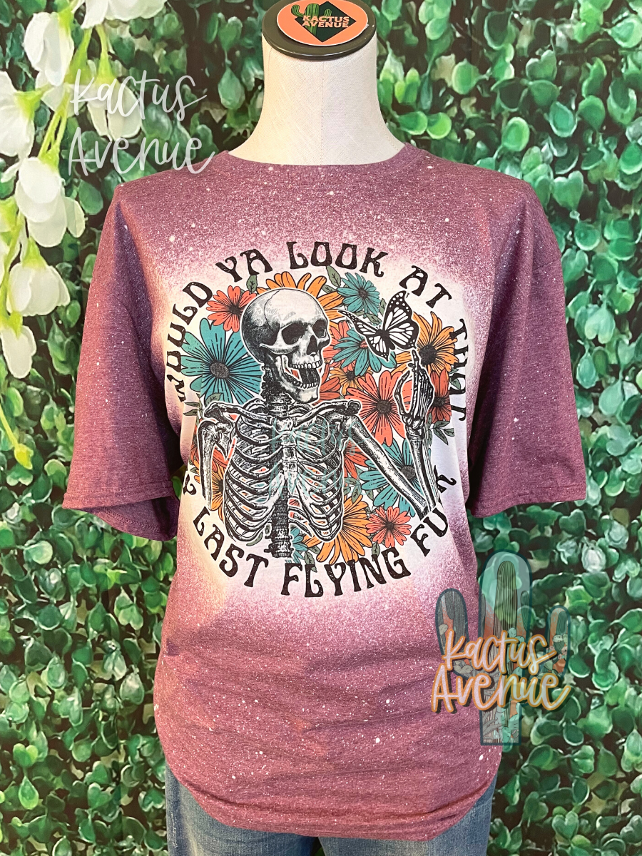 Last Flying Skellie Bleached T-Shirt